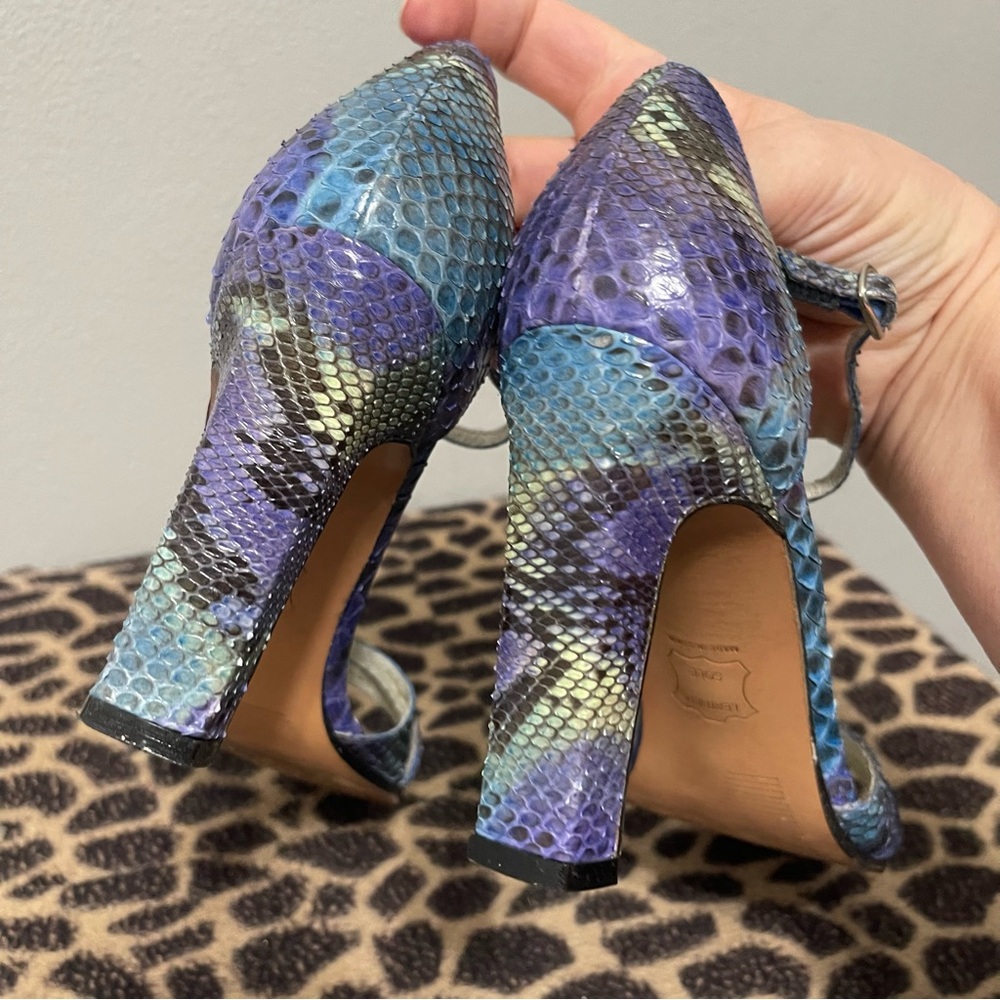 Stuart Weitzman Stencil Python Heels Blue Purple … - image 5